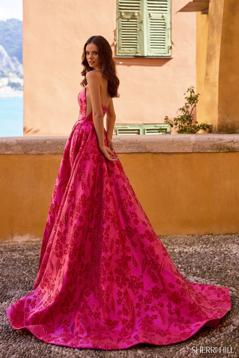 Sherri Hill Sherri-Hill-57077-fuchsia-print-55995