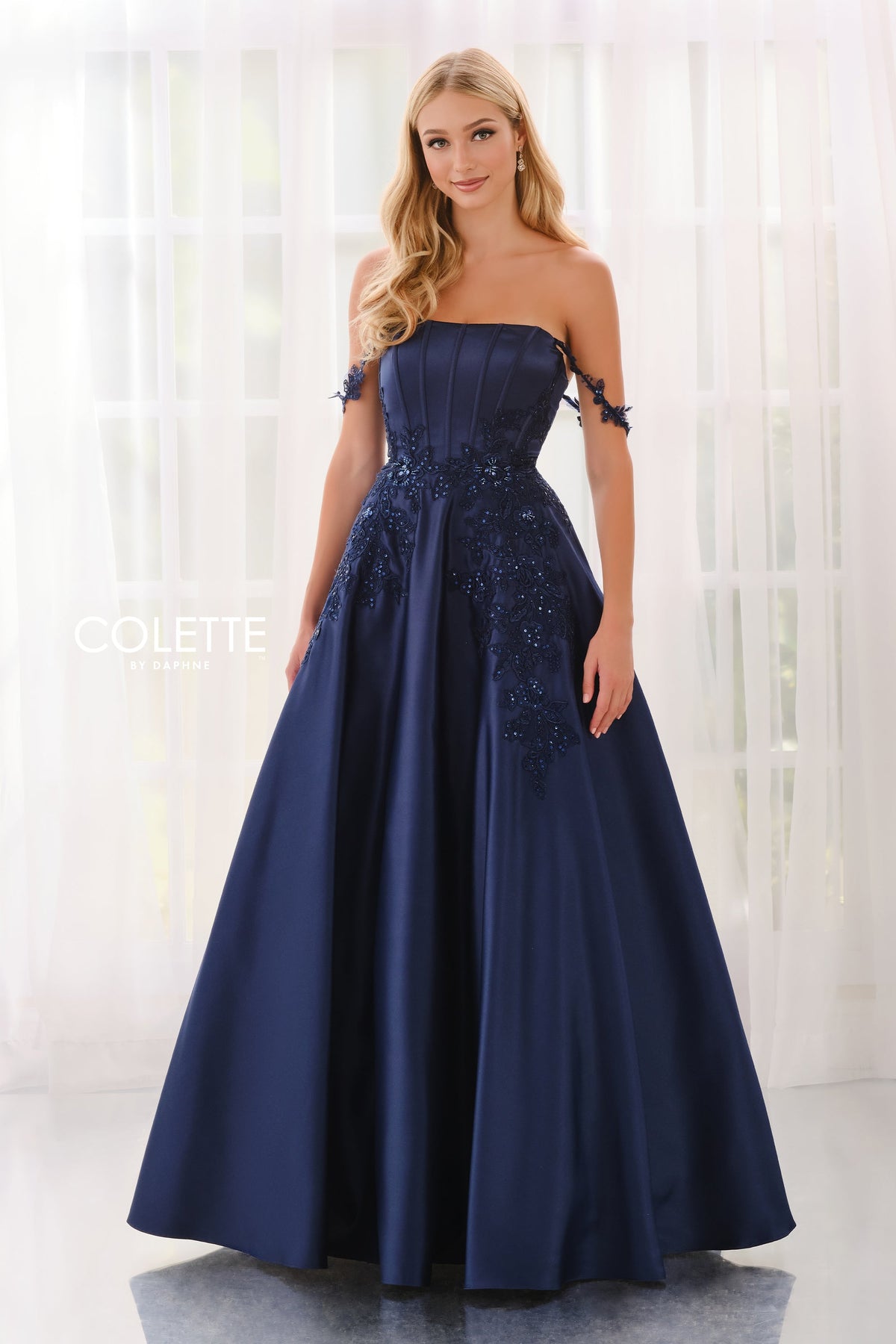 colette open back a line dress cl12006 Colette CL2006 Glitter Flounce Formal Prom Long Ball Gown