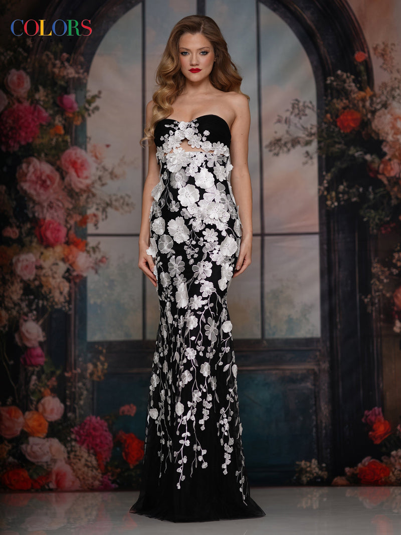 Colors Dress 3749_BLACK_OFF_WHITE_F1