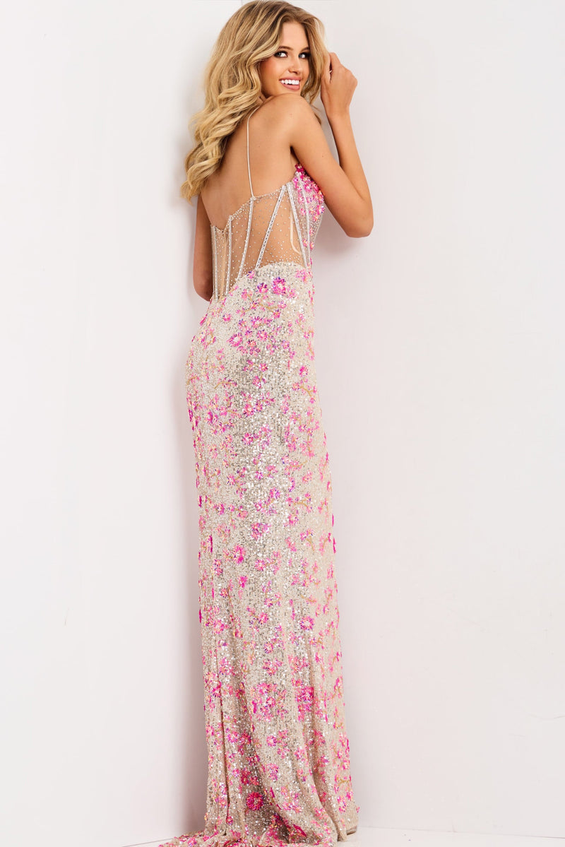 Jovani 45774-SILVER-FUCSHIA-B1