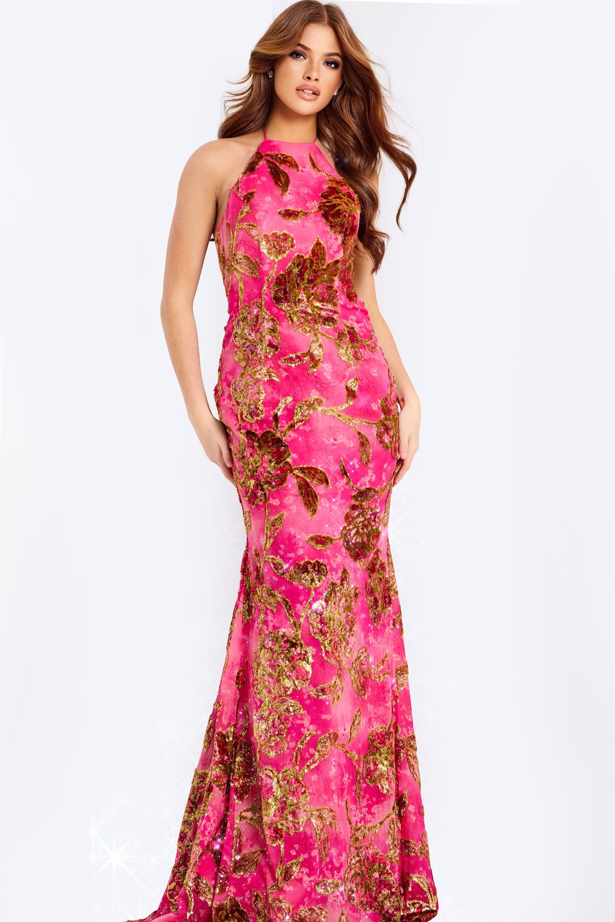 Jovani 46434-FUSCHIA-GOLD-F1