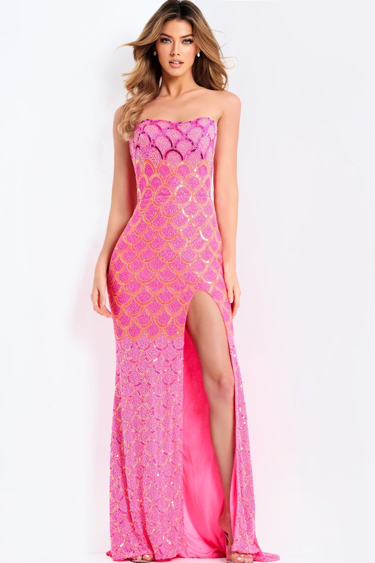 Jovani 48620-ORANGE-FUSCHIA-F1