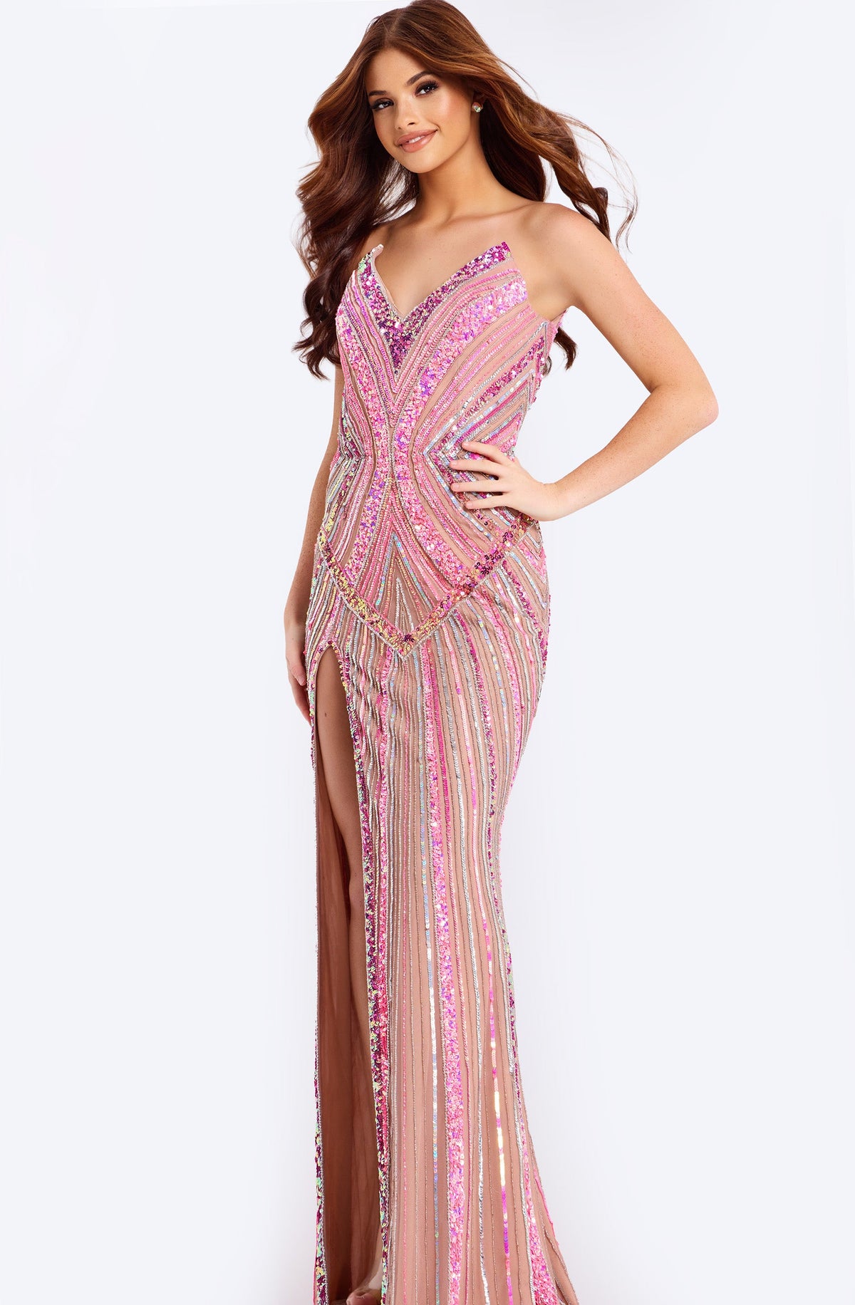 Jovani 49265-PINK-MULTI-F1