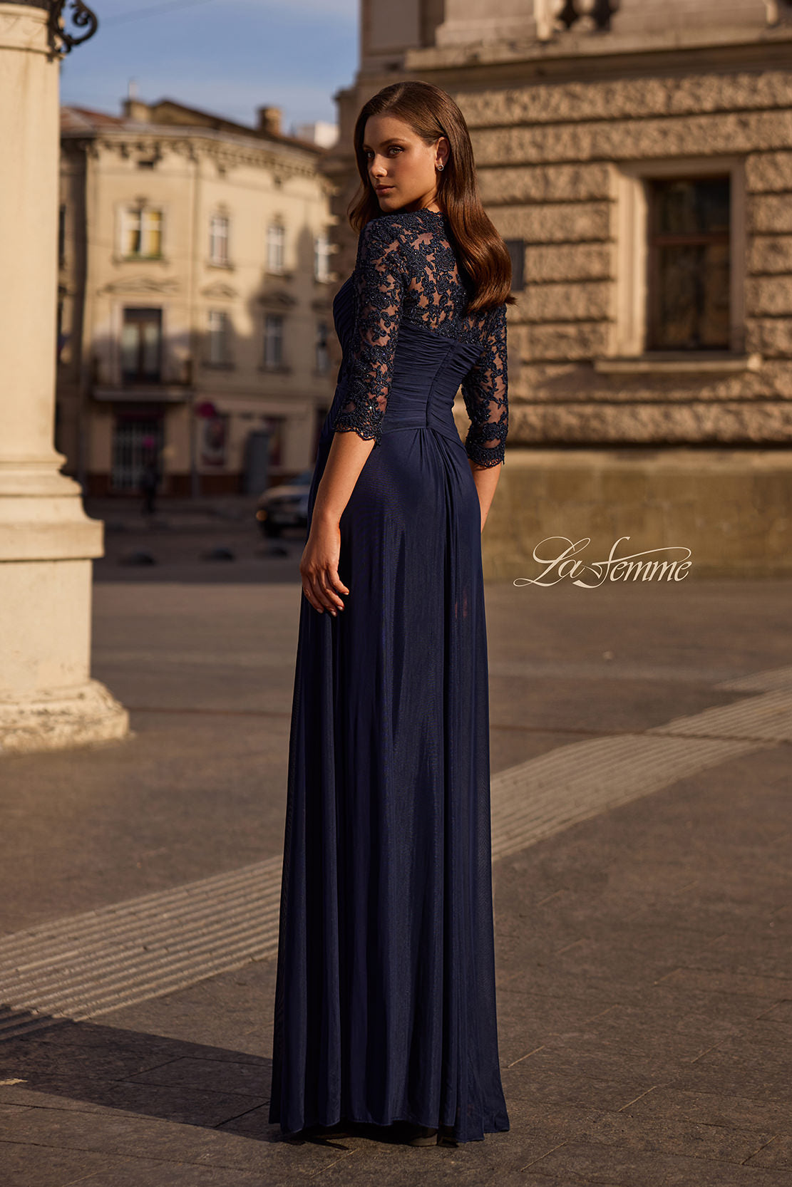 La Femme 23244 in Navy, back view, editorial photo