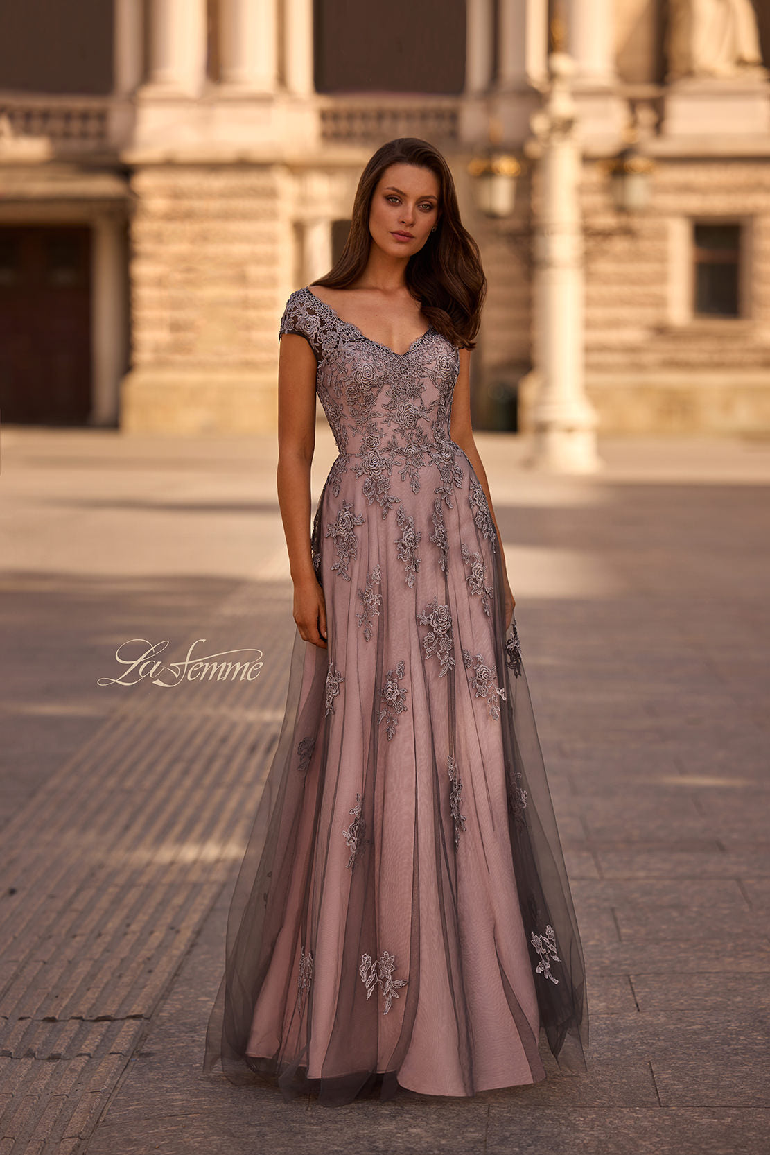 La Femme 23449 in PinkGray, front view, editorial photo