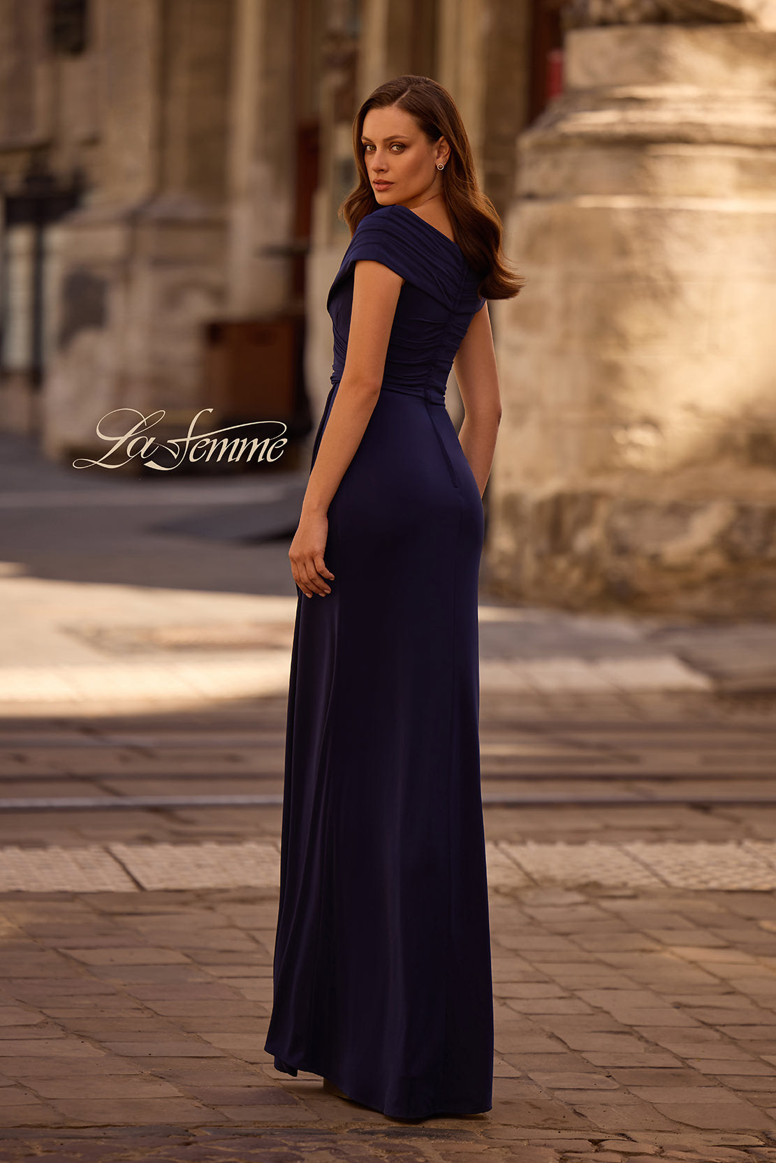 La Femme 26519 in Navy, back view, editorial photo