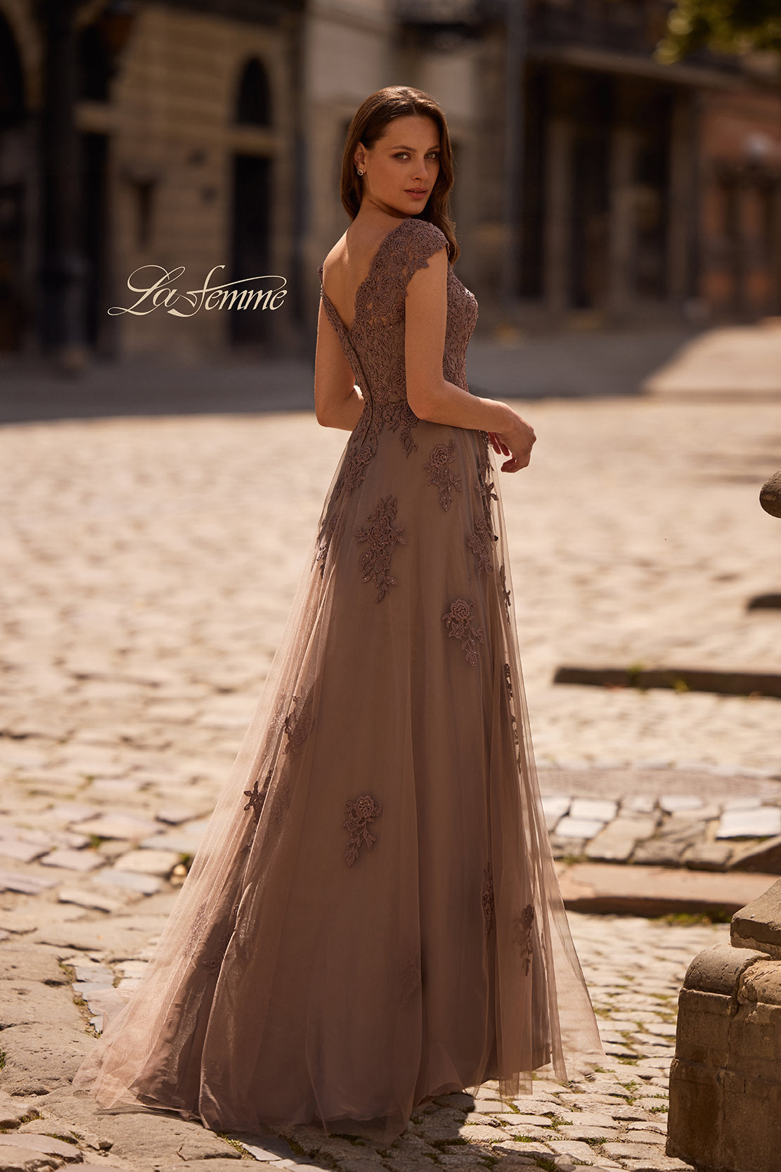 La Femme 26942 in Cocoa, back view, editorial photo