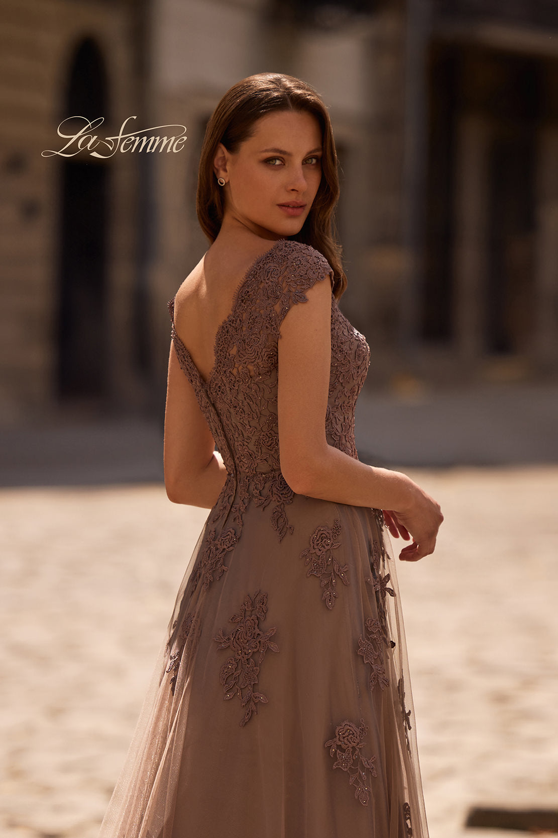 La Femme 26942 in Cocoa, back view, editorial photo