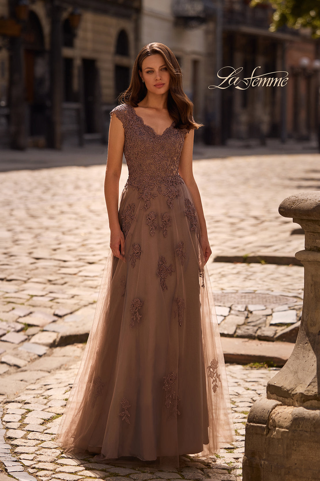La Femme 26942 in Cocoa, front view, editorial photo