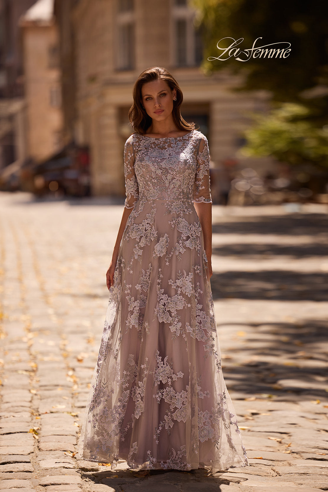 La Femme 27854 in LavenderGray, front view, editorial photo