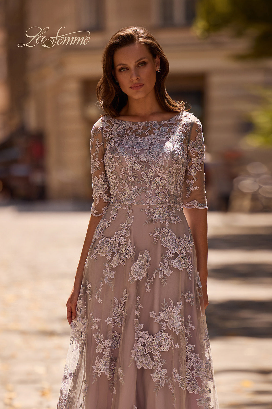 La Femme 27854 in LavenderGray, front view, editorial photo