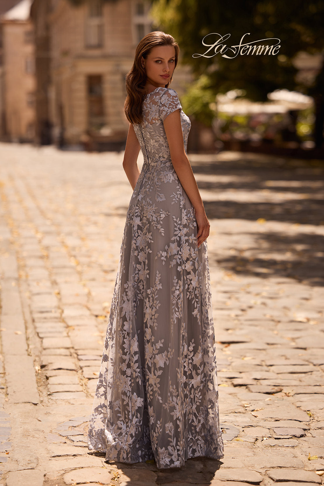 La Femme 27870 in Platinum, back view, editorial photo