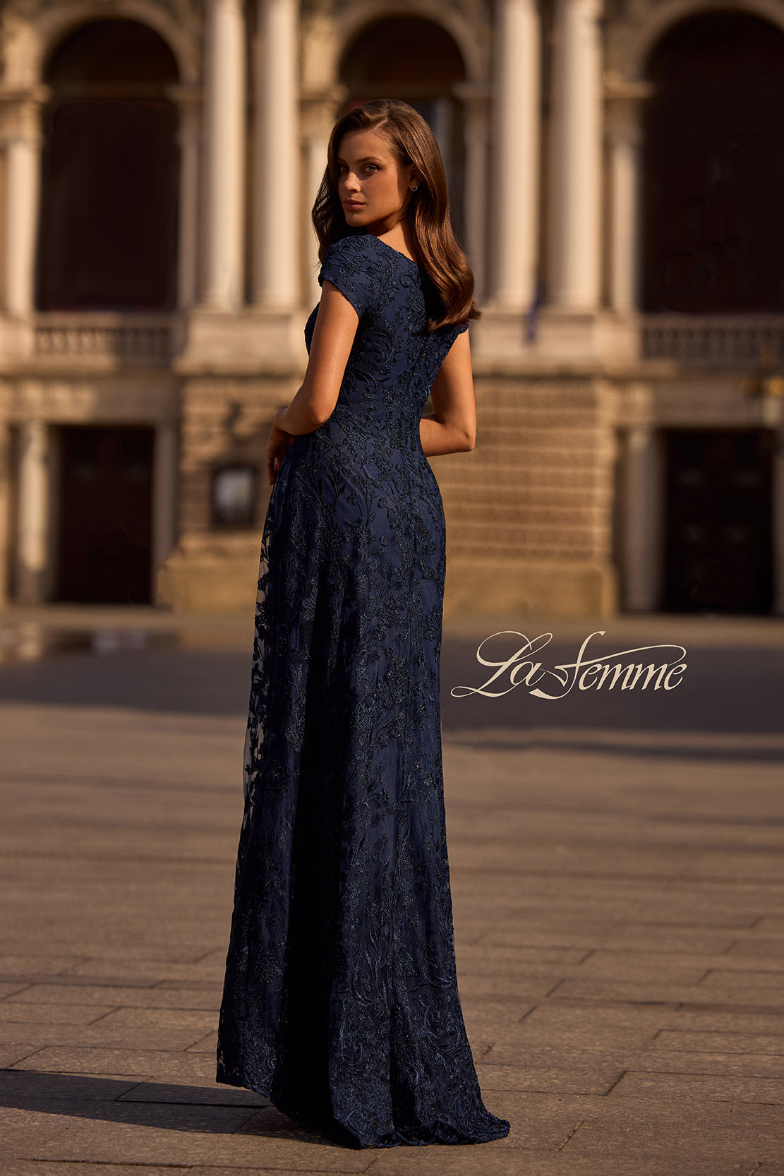 La Femme 27915 in Navy, back view, editorial photo