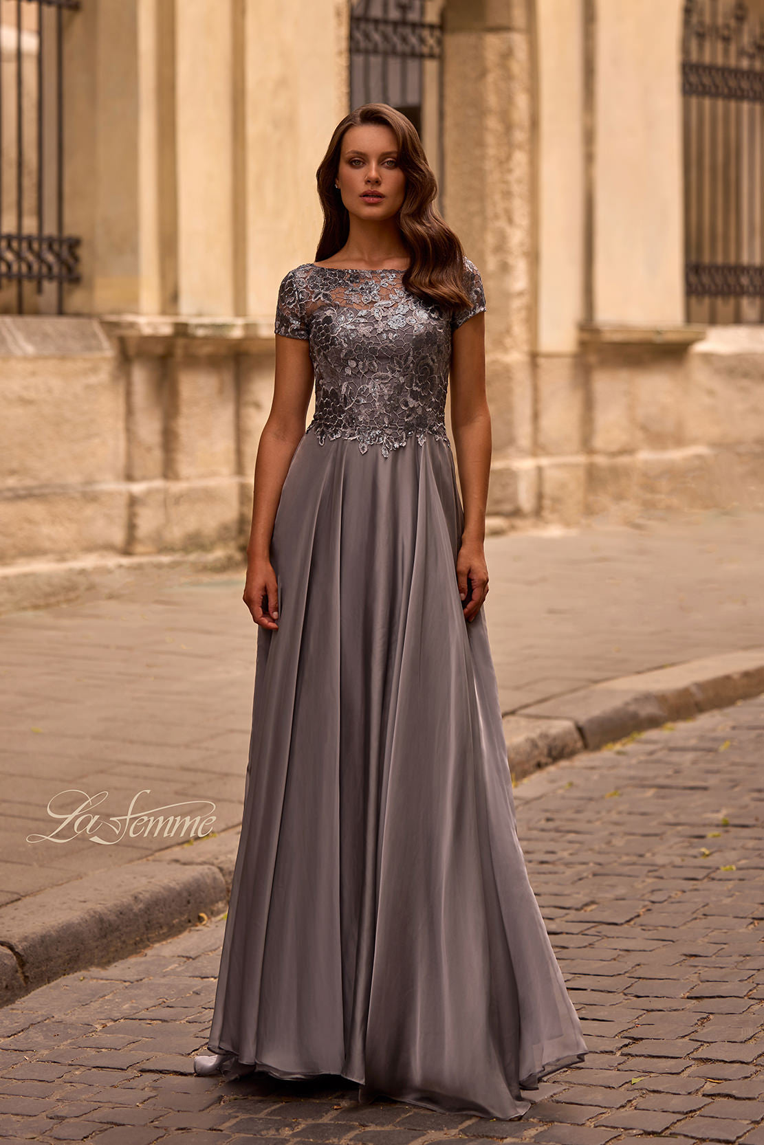 La Femme 27924 in Platinum, front view, editorial photo