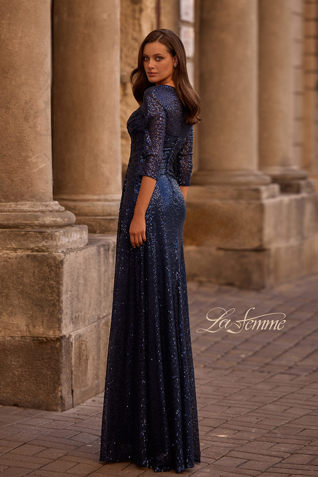 La Femme 27930 in Navy, back view, editorial photo