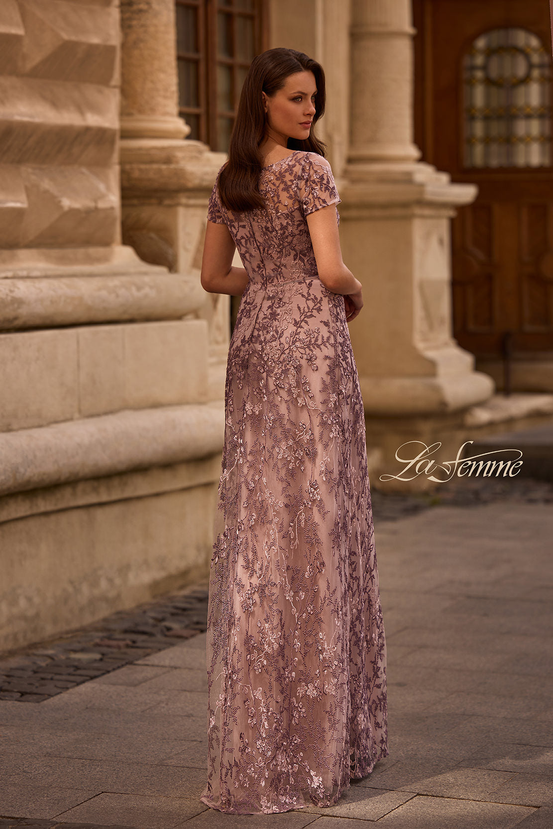 La Femme 27956 in DustyLilac, back view, editorial photo