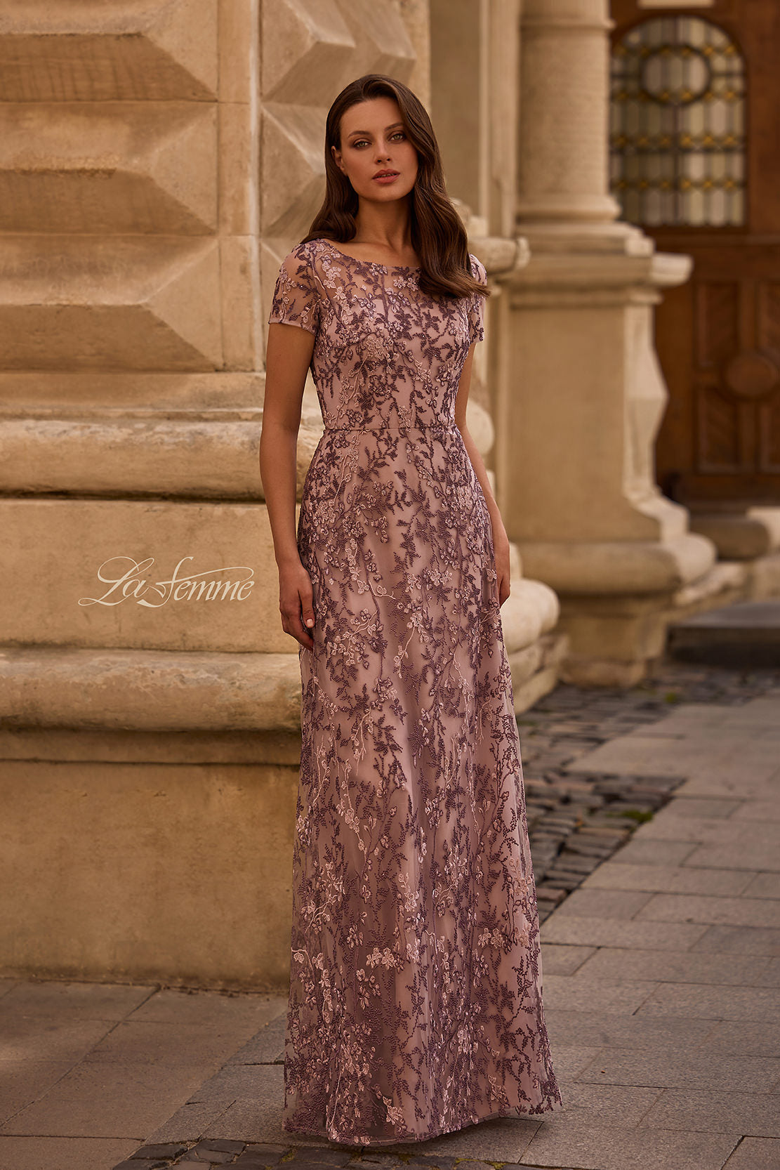 La Femme 27956 in DustyLilac, front view, editorial photo