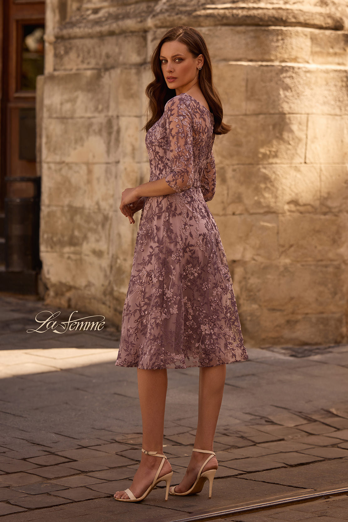 La Femme 27971 in DustyLilac, back view, editorial photo