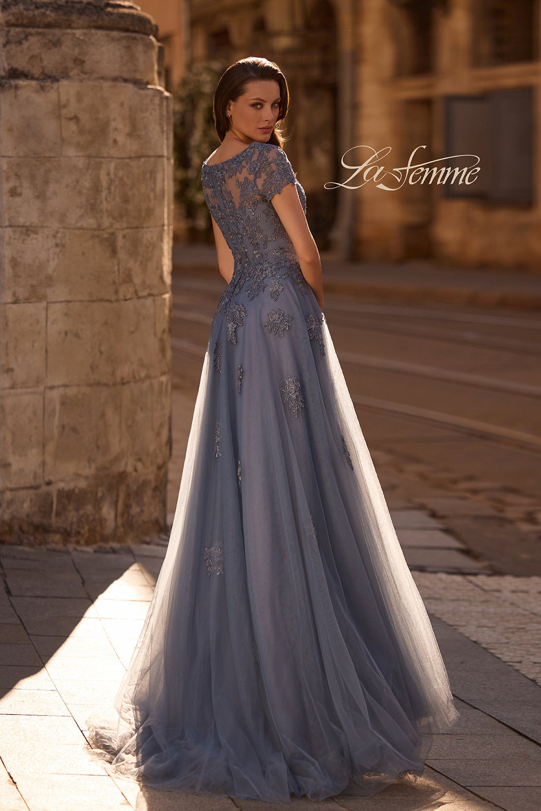 La Femme 29380 in Slate, back view, editorial photo