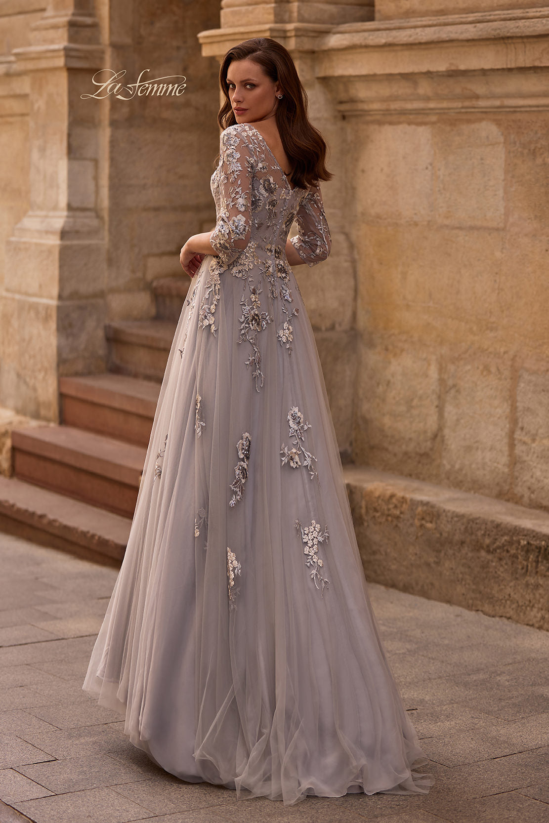 La Femme 29825 in Silver, back view, editorial photo