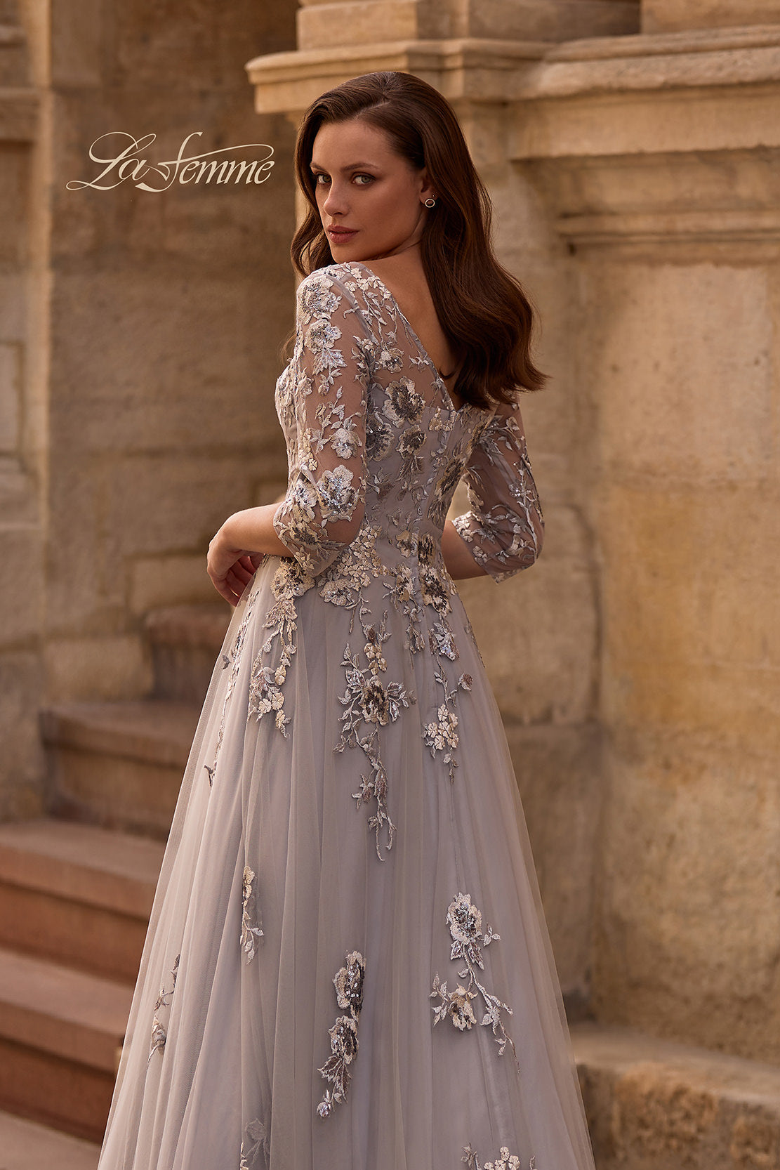 La Femme 29825 in Silver, back view, editorial photo