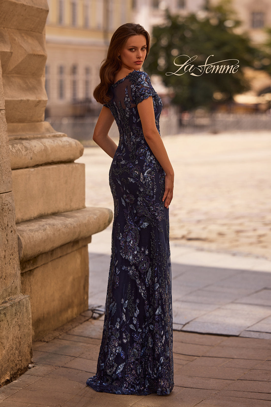 La Femme 29961 in Navy, back view, editorial photo