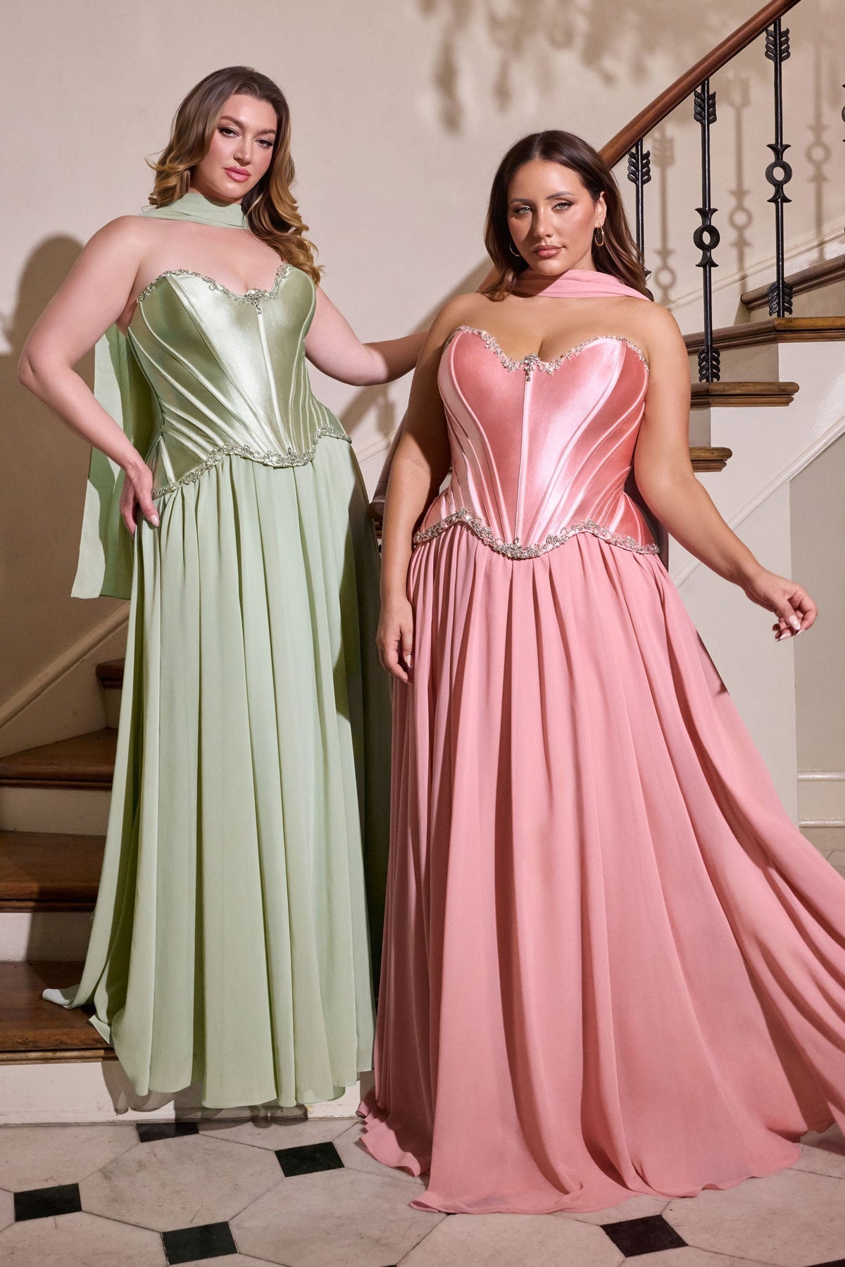 Ladivine by Cinderella Divine cd668c-sage-dusty-rose-front