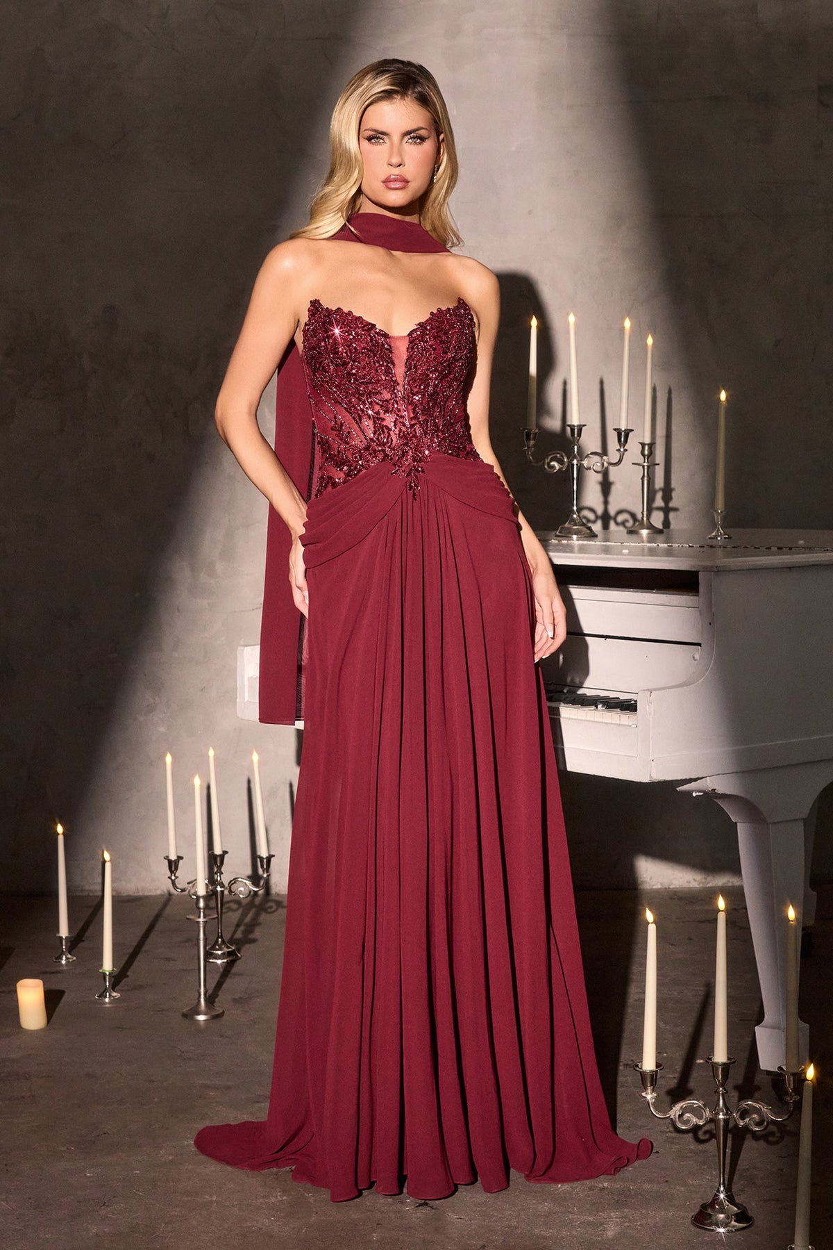 Ladivine by Cinderella Divine cd673-burgundy-front
