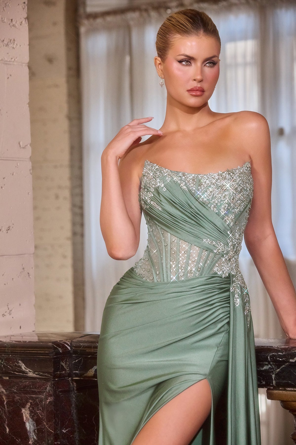 Ladivine by Cinderella Divine cd689-moss-green-2