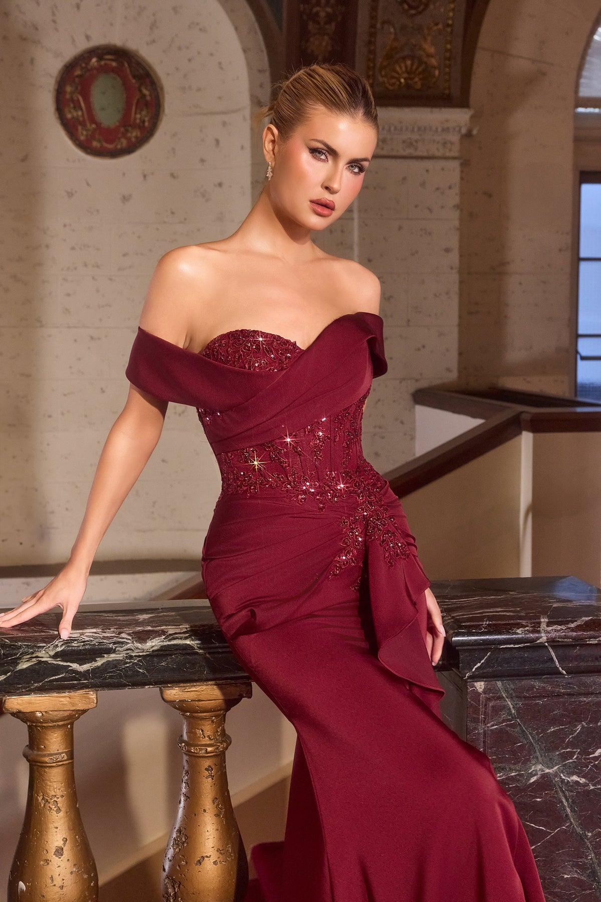 Ladivine by Cinderella Divine cm387-burgundy-1