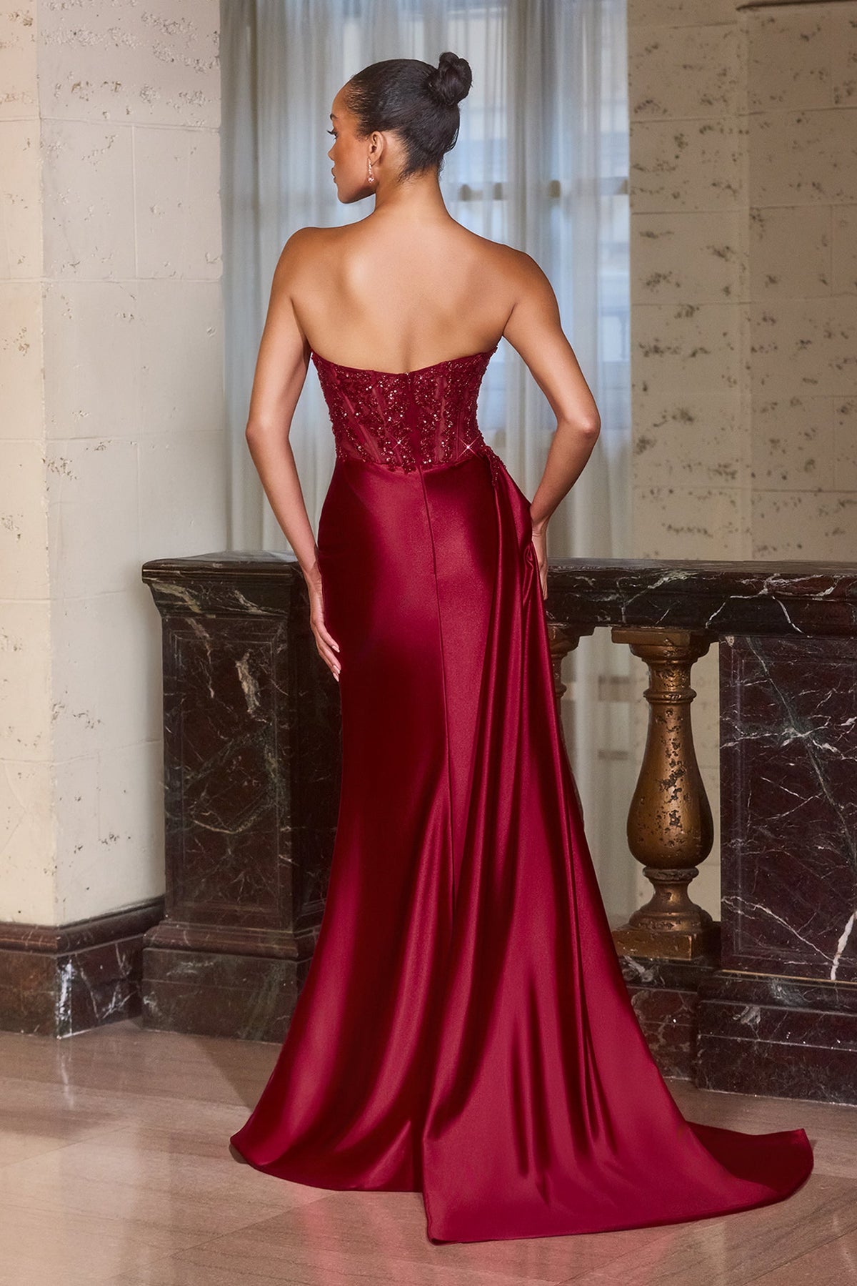 Ladivine by Cinderella Divine j887-burgundy-back