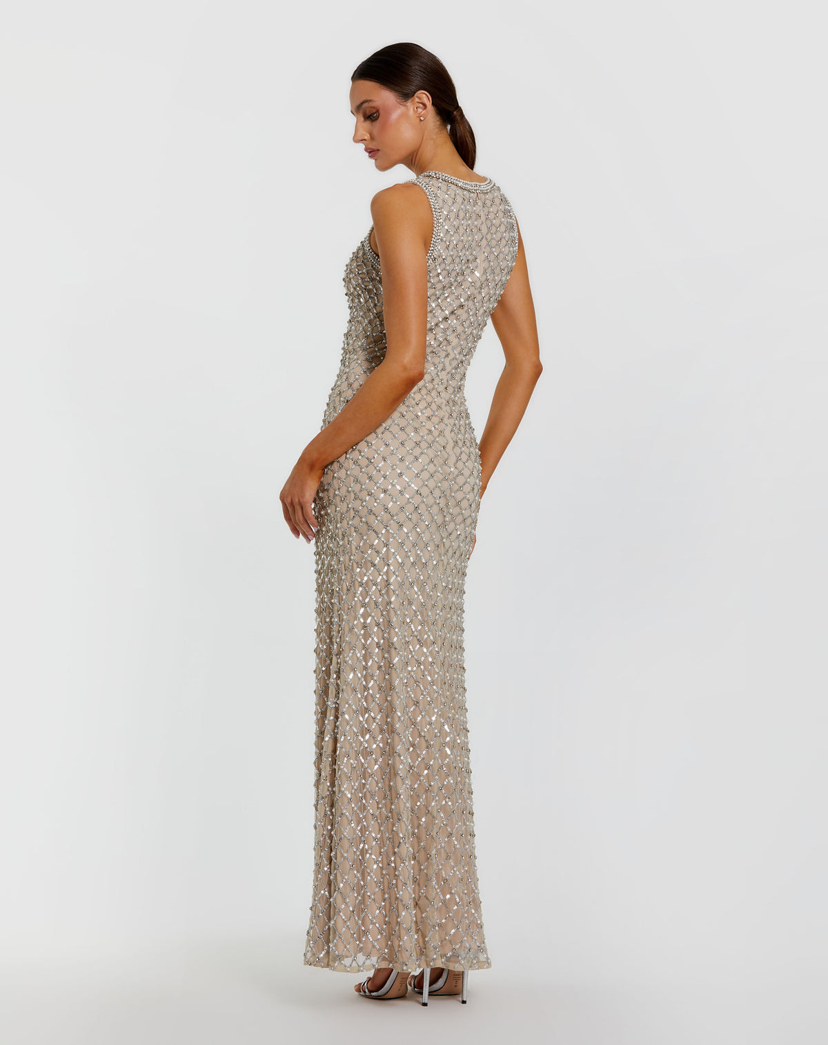 Mac Duggal 10129-silvernude-bk