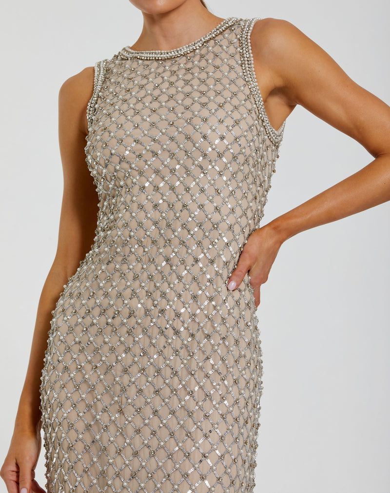 Mac Duggal 10129-silvernude-cl