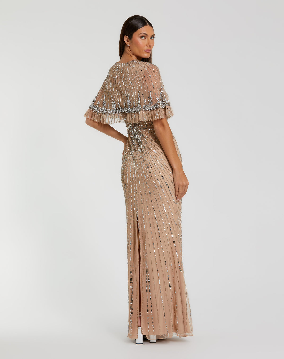 Mac Duggal 23044-nudesilver-bk