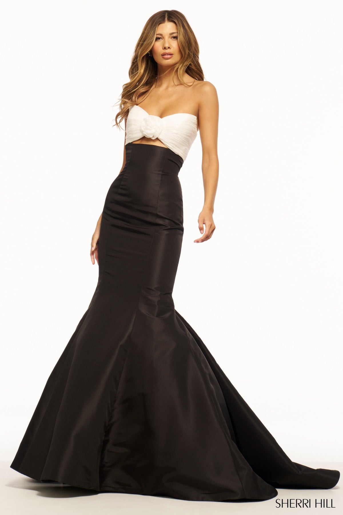 Sherri Hill 56058-ivoryblack-dress-1