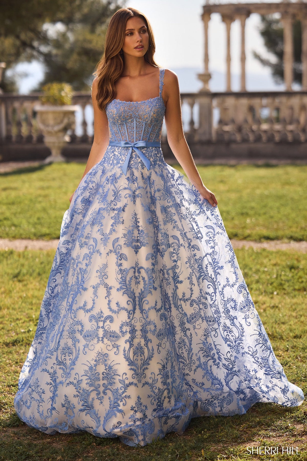 Sherri Hill 57058-ivoryblue-dress-1
