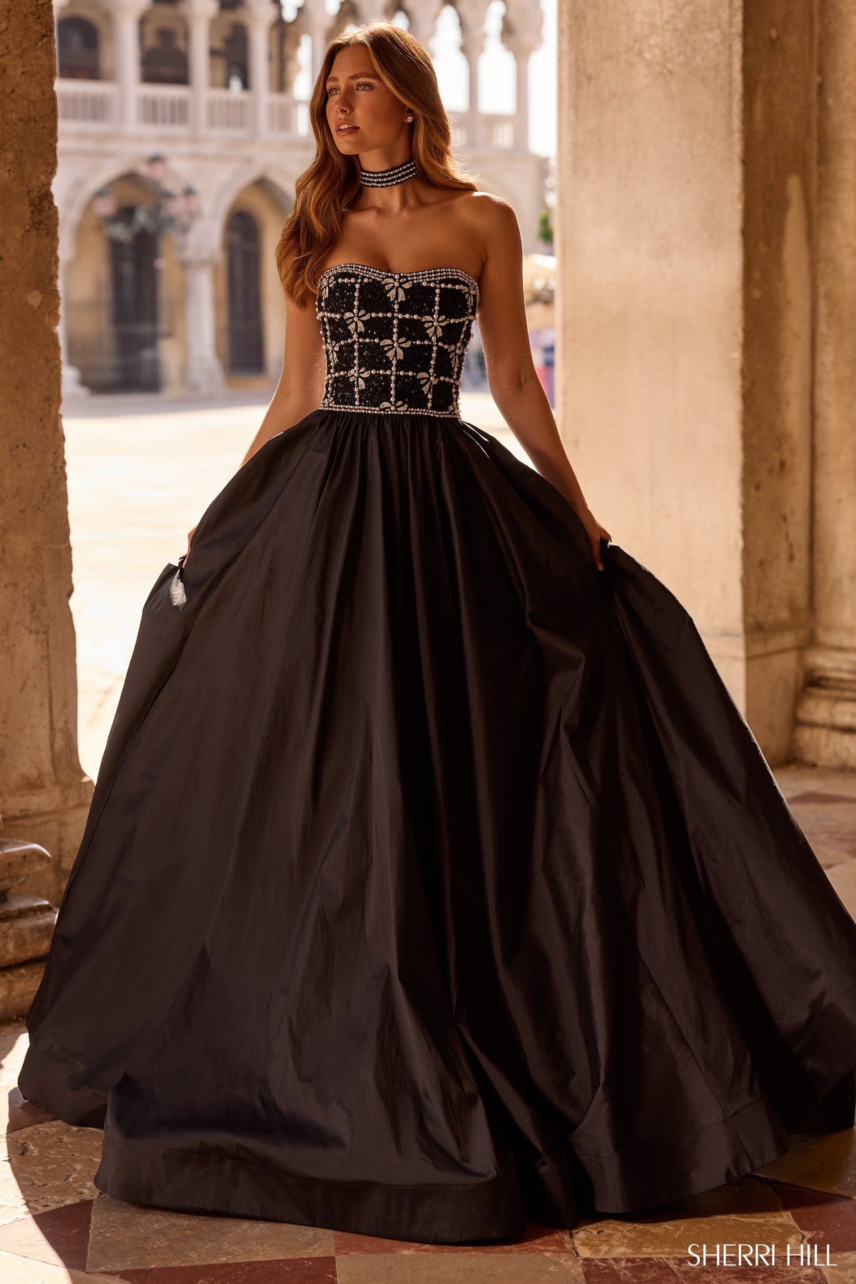 Sherri Hill 57496-blackivorysilver-dress-2