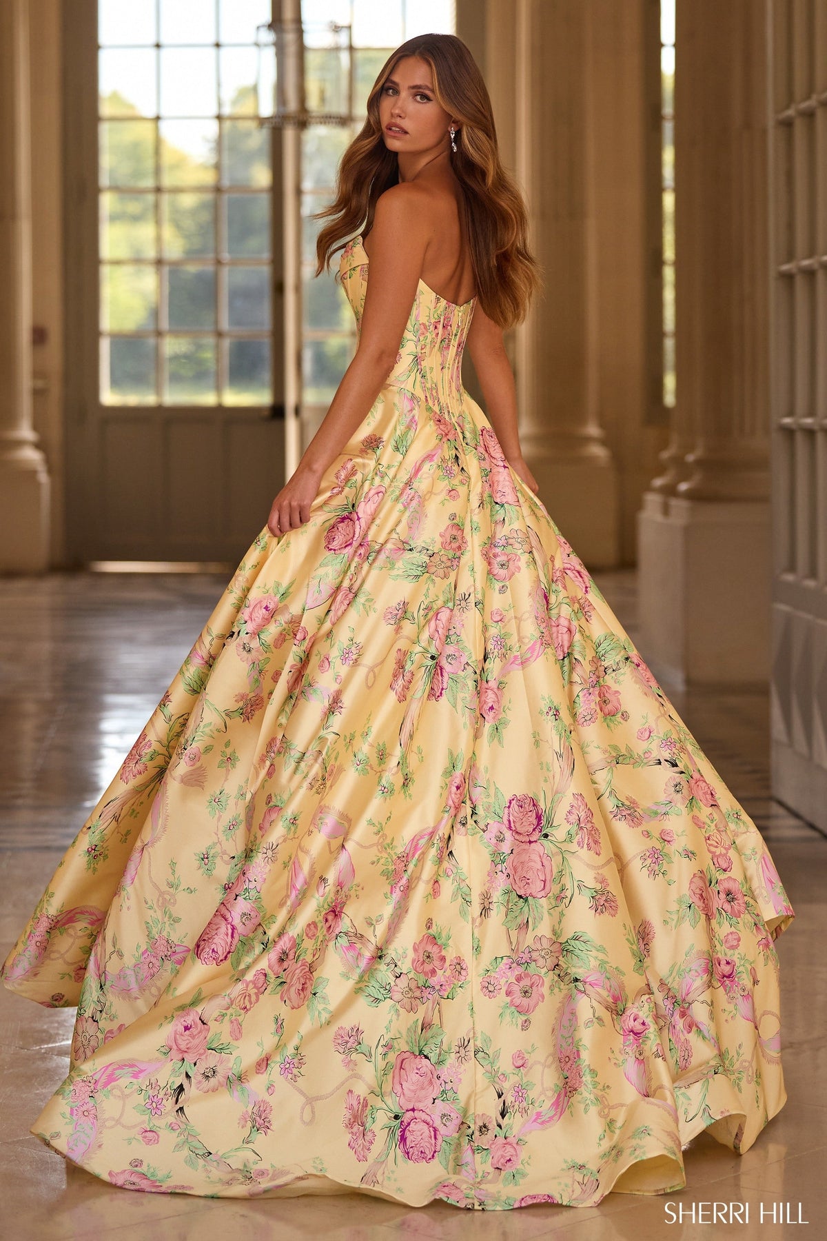 Sherri Hill 57797-lightyellowprint-dress-3