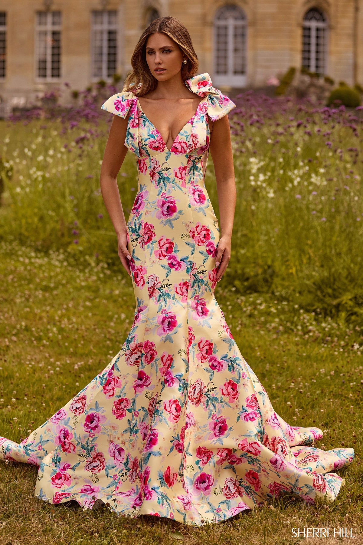 Sherri Hill 57848-yellowprint-dress-1